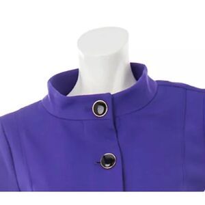 Bob Mackie Women 3X Ponte Knit Button Front Jacket Purple Seam Detail Pocket NWT